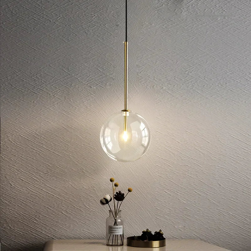 DecorBites™ Clear Glass Ball Pendant Chandelier for Dining Room Bedroom Decor Lighting