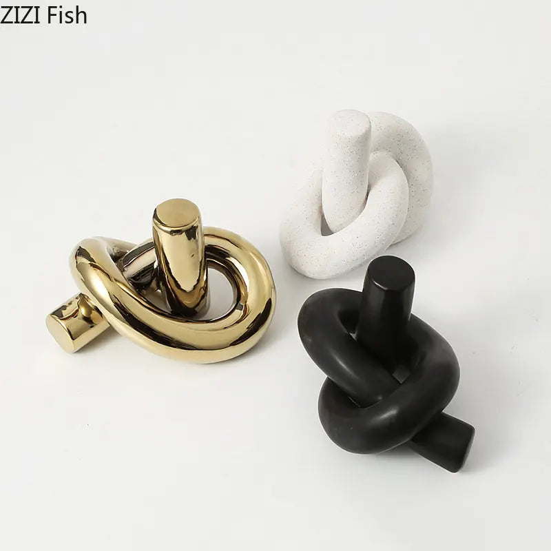 DecorBites™ Ceramic Knot Sculpture Abstract Desk Decor Artwork Room Aesthetic Statues