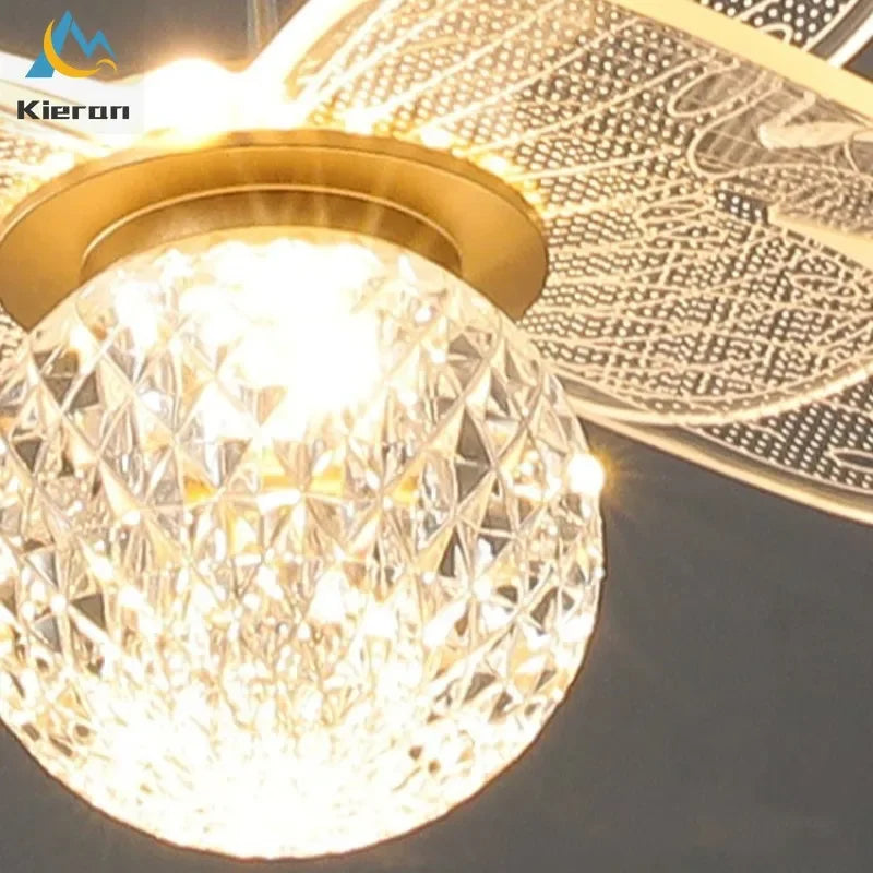 DecorBites™ Butterfly LED Chandelier Copper Pendant Light for Bedroom Living Room Decoration