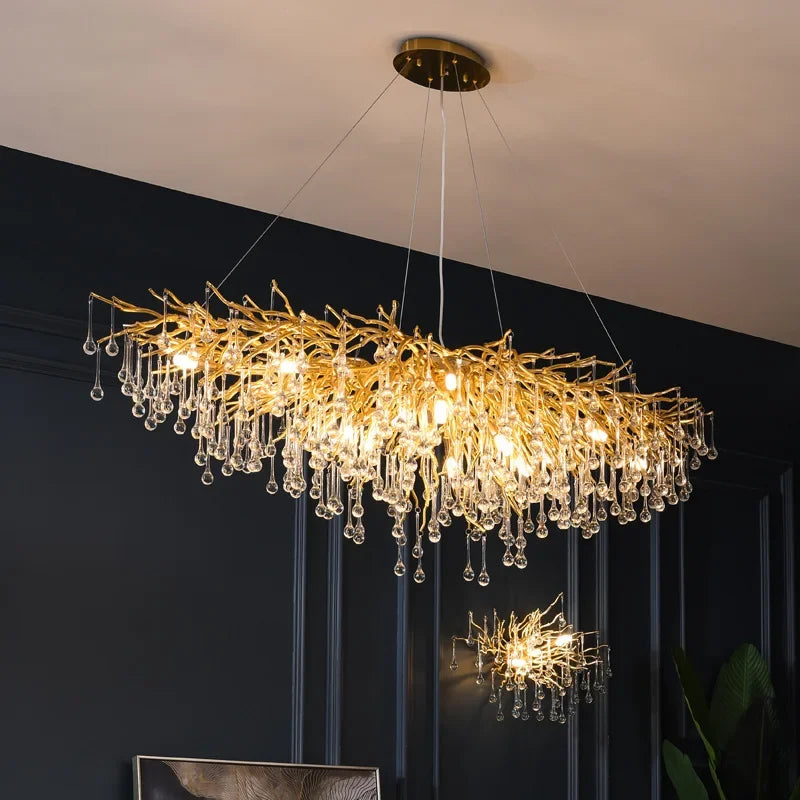 DecorBites™ Crystal Branch Chandelier for Living Bedroom Decoration LED Pendant Light