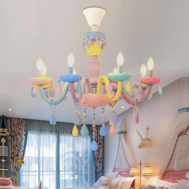 DecorBites™ Crystal Chandelier Modern Macaron Color Children Room Luminaire