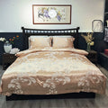 DecorBites™ Blue Satin Jacquard Queen Duvet Cover Set with Sheet & Pillowcases