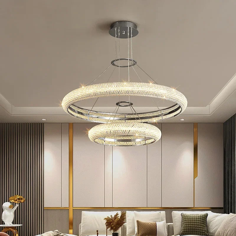 DecorBites™ Crystal Chandelier Chrome Light LED Ceiling Lights for Modern Luxury Décor