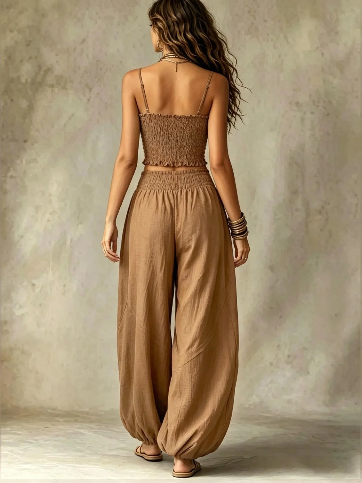 Fashion 2 Piece Sets Women Clothes Summer Casual Spaghetti Strap Top and Lantern Pants Suit Matching Two Piece Set Outfits