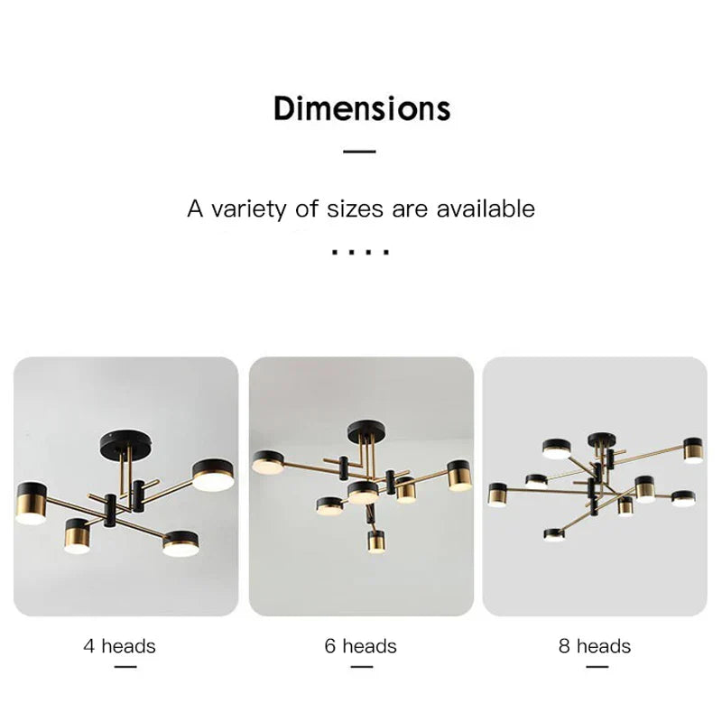 DecorBites™ Black Branch LED Chandelier: Modern Nordic Design for Living Room, Bedroom, Dining Room