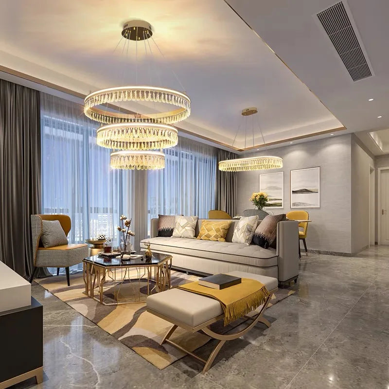 DecorBites™ Crystal Chandelier: Modern LED Lighting for Luxurious Living Room, Dining Room, Bedroom