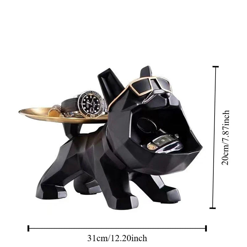 DecorBites™ Bulldog Butler Tray Key Holder Storage Home Decor Statue Sculpture