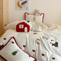 DecorBites™ Cartoon Embroidered Cashmere Winter Bedding Set - Queen Size