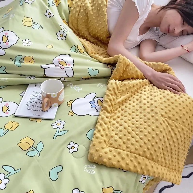 DecorBites™ Cartoon Pattern Summer Comforter: Skin-Friendly Breathable Quilt for Kids & Adults