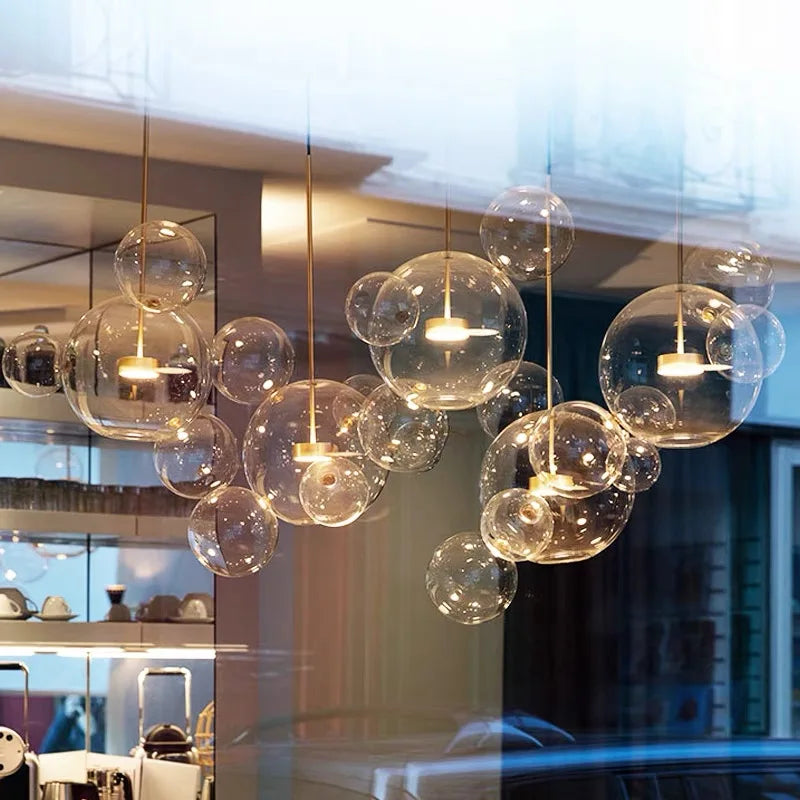 DecorBites™ Bubble Glass LED Chandelier for Kids Room Kitchen Office Restaurant