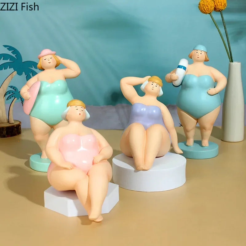 DecorBites™ Beach Swimsuit Women Resin Sculpture Figure Desk Ornament Room Decor
