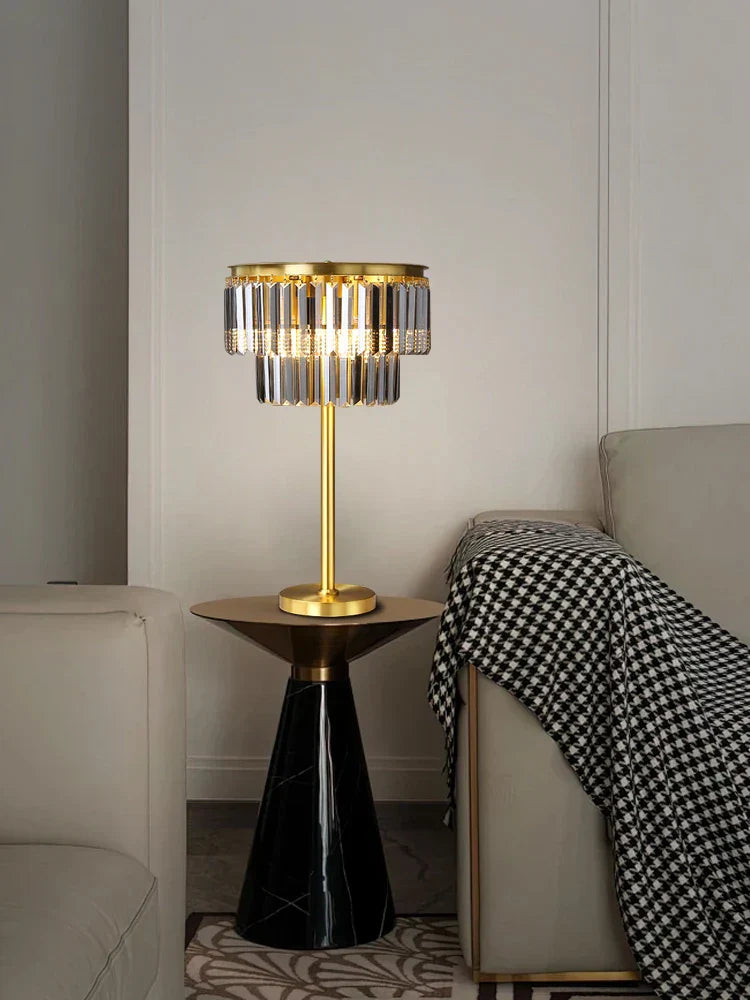 DecorBites™ Crystal Table Lamp Gray - Elegant Bedroom Nightstand Lighting