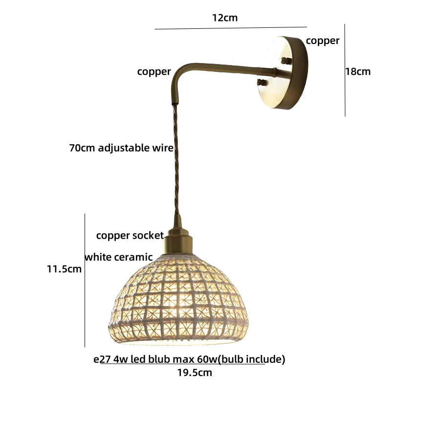 DecorBites™ Ceramic LED Wall Lights with Pull Chain Switch for Restaurant and Bedside