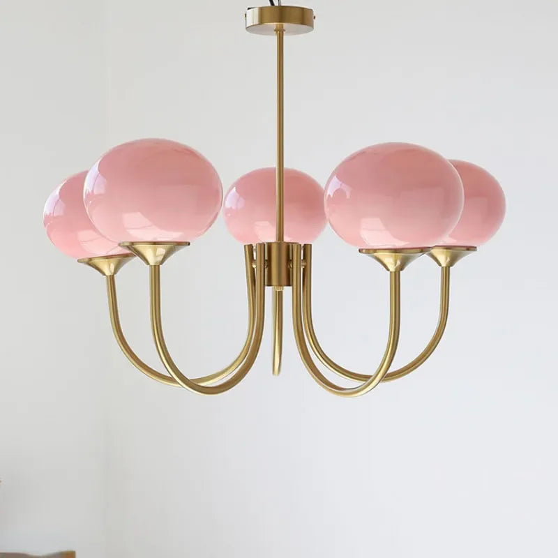 DecorBites™ LED Glass Balls Chandeliers Pink Milky White Pendant Lights for Home Decor