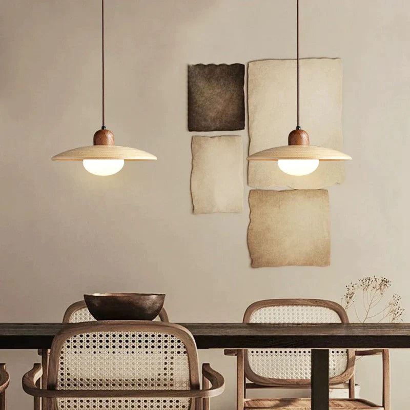 DecorBites™ Cream Japanese Style Wood Pendant Chandelier for Bedroom and Dining Room