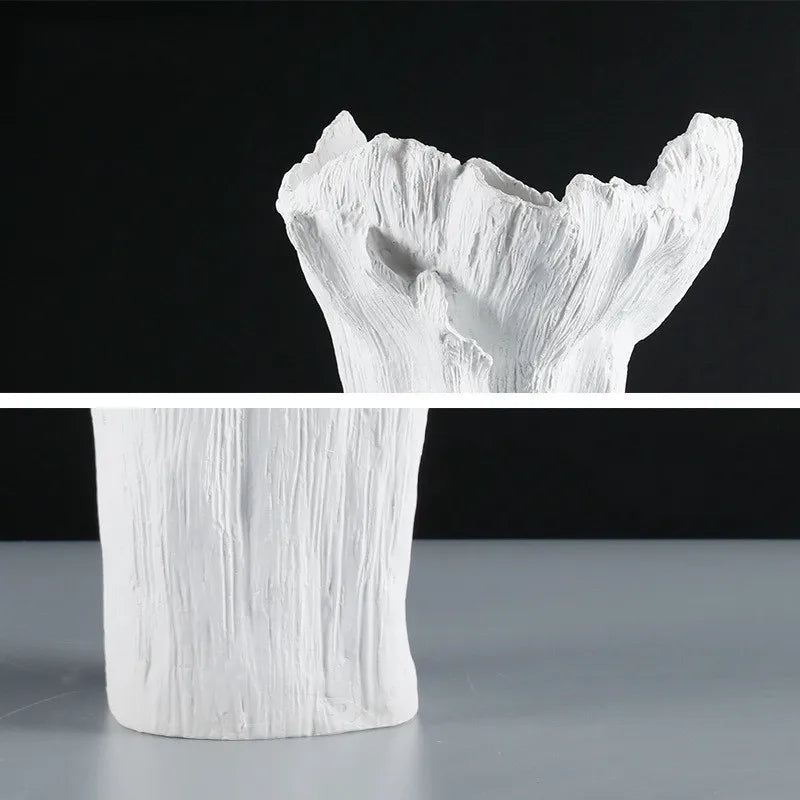 DecorBites™ Irregular Resin Vase Black White Flowers Handicraft Ornaments Home Decor