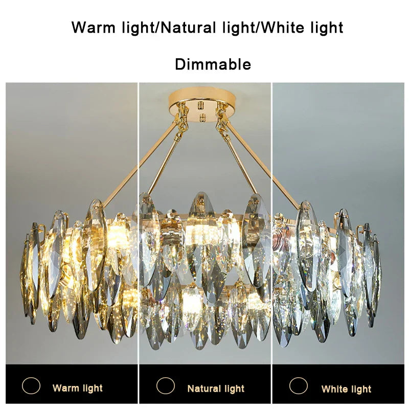 DecorBites™ Crystal Chandelier Light: Modern LED Pendant Lamp for Bedroom & Living Room.