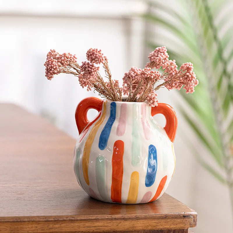 DecorBites™ Cartoon Ceramic Vase Teapot Handmade Porcelain Flowerpot Decoration Accessories
