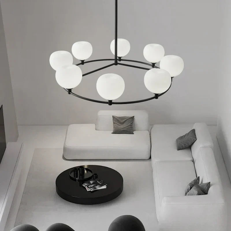 DecorBites™ Brass and White Glass Pendant Lamp with Adjustable Height