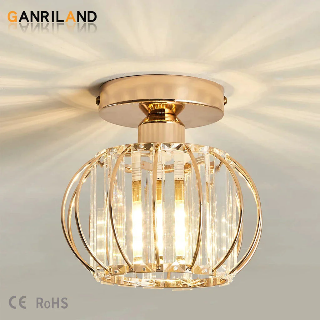 DecorBites™ Crystal Ceiling Light Fixture E26 E27 Modern Glod Black Chandelier