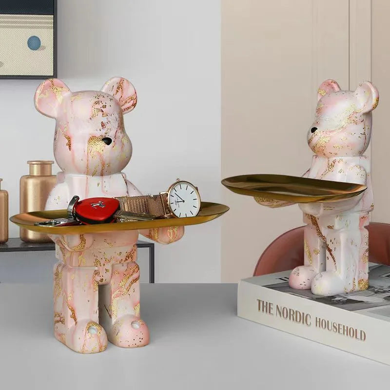 DecorBites™ Bear Figurine Sculpture Modern Room Decor Table Statue Keys Storage Shelf