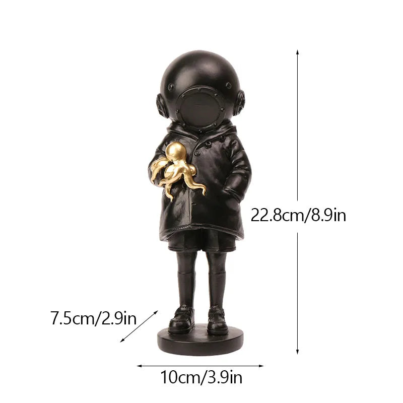 DecorBites™ Banksy Deep Diver Sculpture: Modern Street Art Girl Statue for Home & Office Decor
