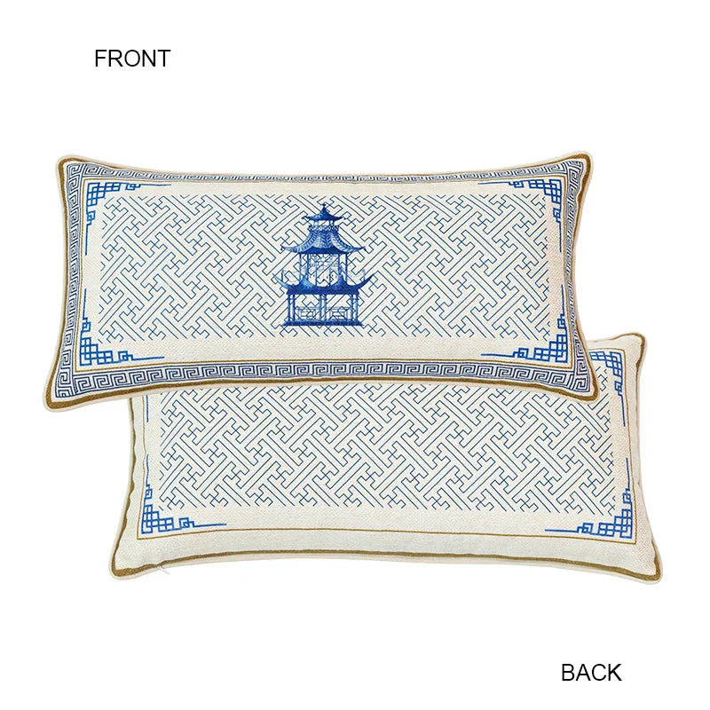 DecorBites™ Chintz Blue Cobalt Circular Throw Pillow Covers with Tassels - 35x35cm