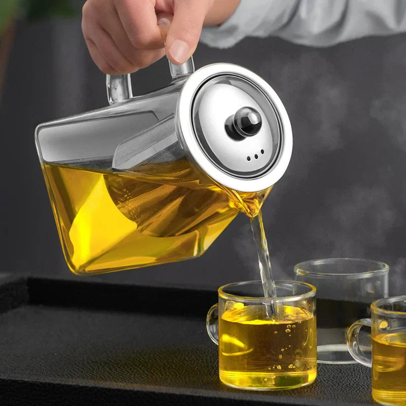 DecorBites™ Glass Teapot: Kungfu Tea Set for Office, High Quality, Thermostable.