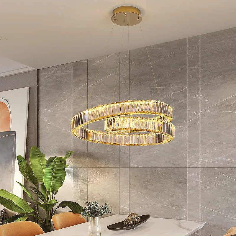 DecorBites™ Crystal Chandelier LED Light Fixture - Modern Luxury Hanging Lamp
