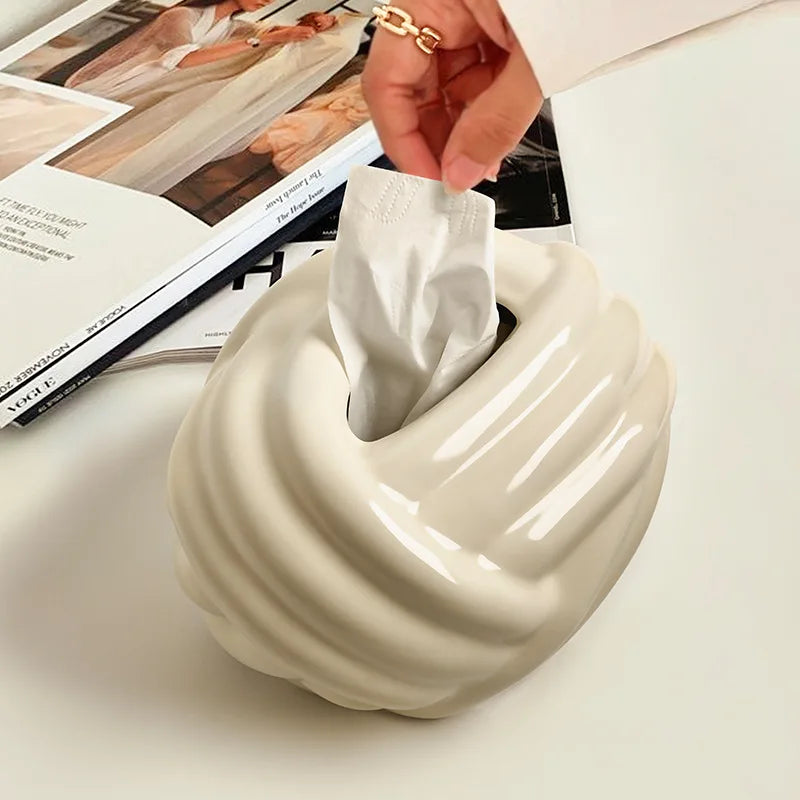 DecorBites™ Ceramic Desktop Storage Paper Towel Holder & Tissue Box Organizer