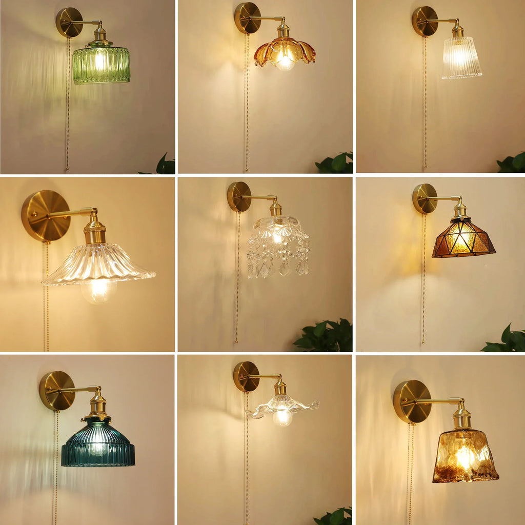 DecorBites™ Art Deco LED Wall Lamp with Pull Switch, Nordic Design, Glass Interior Wall Light