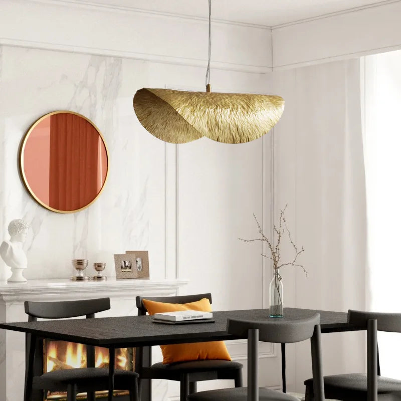 DecorBites™ Brass Lotus Leaf Chandelier Pendant for Living Dining Room