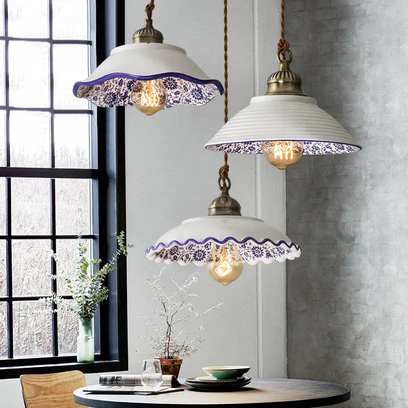 DecorBites™ Chinese Style Porcelain Hanging Lamp for Clothing Store & Bedroom