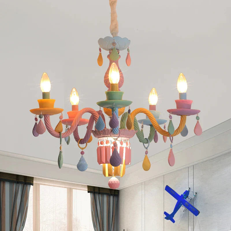 DecorBites™ Crystal Chandelier Girl Baby Bedroom Lamp Nordic Princess Room Lighting