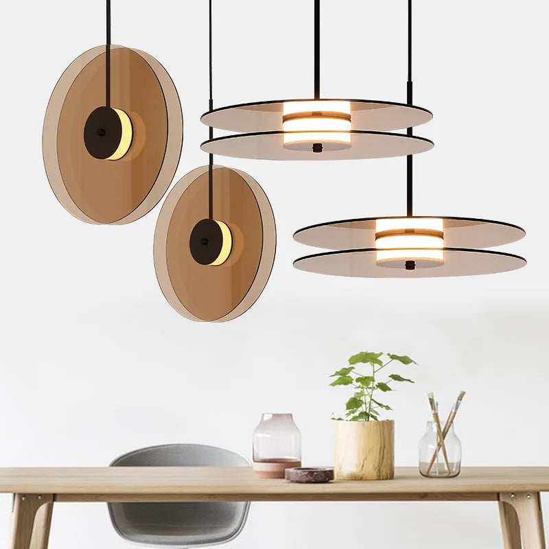 DecorBites™ Amber Smoke Gray Glass Pendant Lamp for Dining Room & Bar Decor
