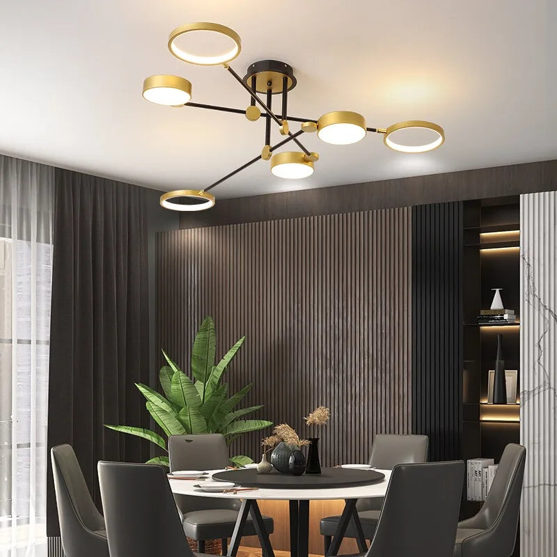 DecorBites™ Gold Frame LED Ceiling Lamp - Remote Control Dimmable Chandelier