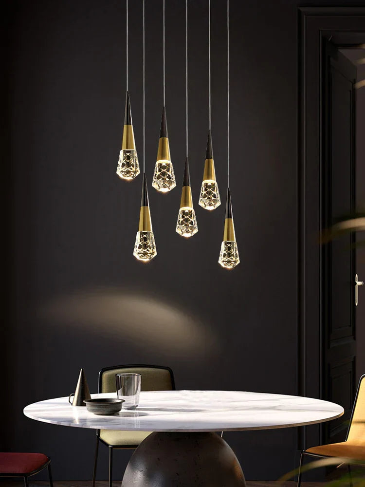 DecorBites™ Crystal Chandelier for Stairwell and Living Room Dimming Lighting