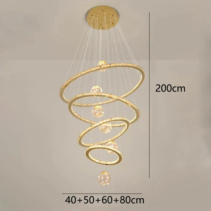 DecorBites™ Crystal Chandelier Stair Pendant Lamp Living Room Pendant Lights Interior Lighting