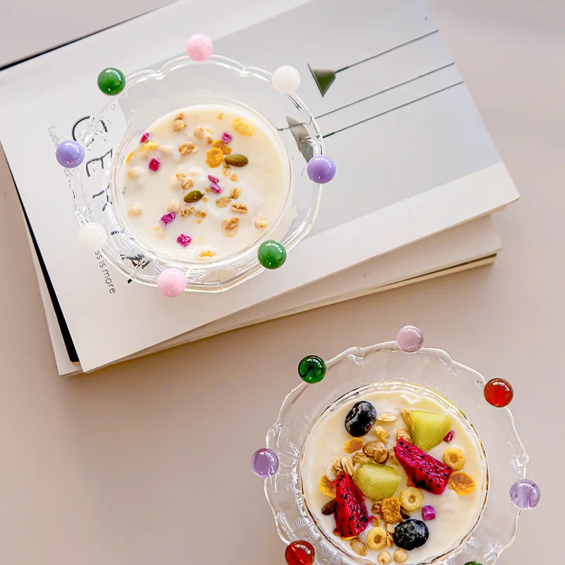 DecorBites™ Clear Glass Fruit Bowl Plate Snack Dish Cake Dessert Cup Large Capacity