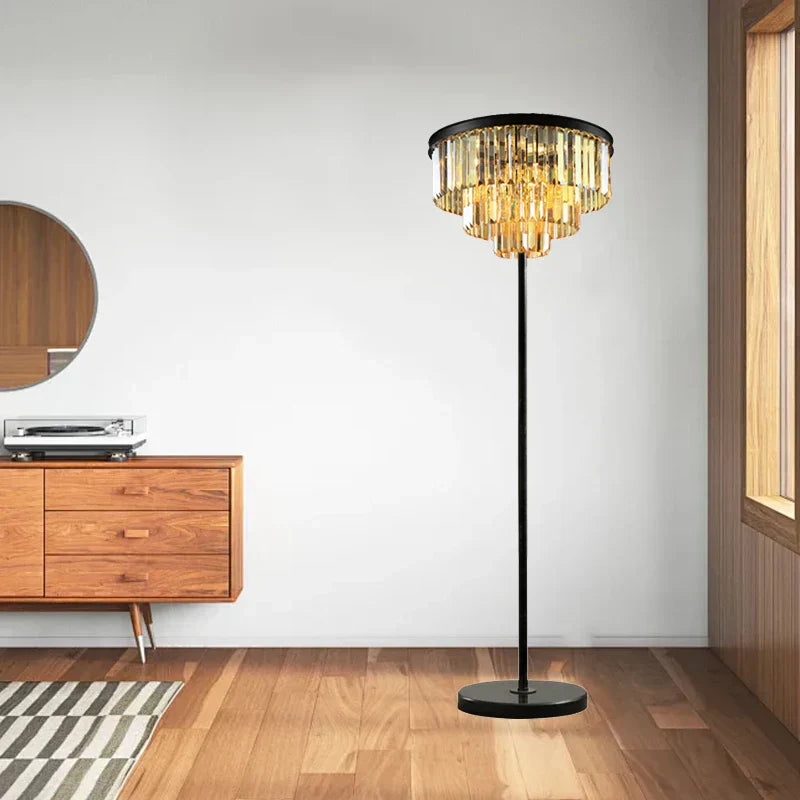 DecorBites™ Gray Crystal Black Standing Light - Modern Luxury Classic Living Room Decor
