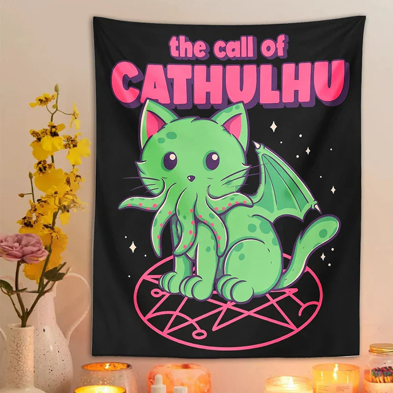 DecorBites™ Cat Call Tapestry Wall Hanging - Psychedelic Hippie Aesthetics Dorm Decor
