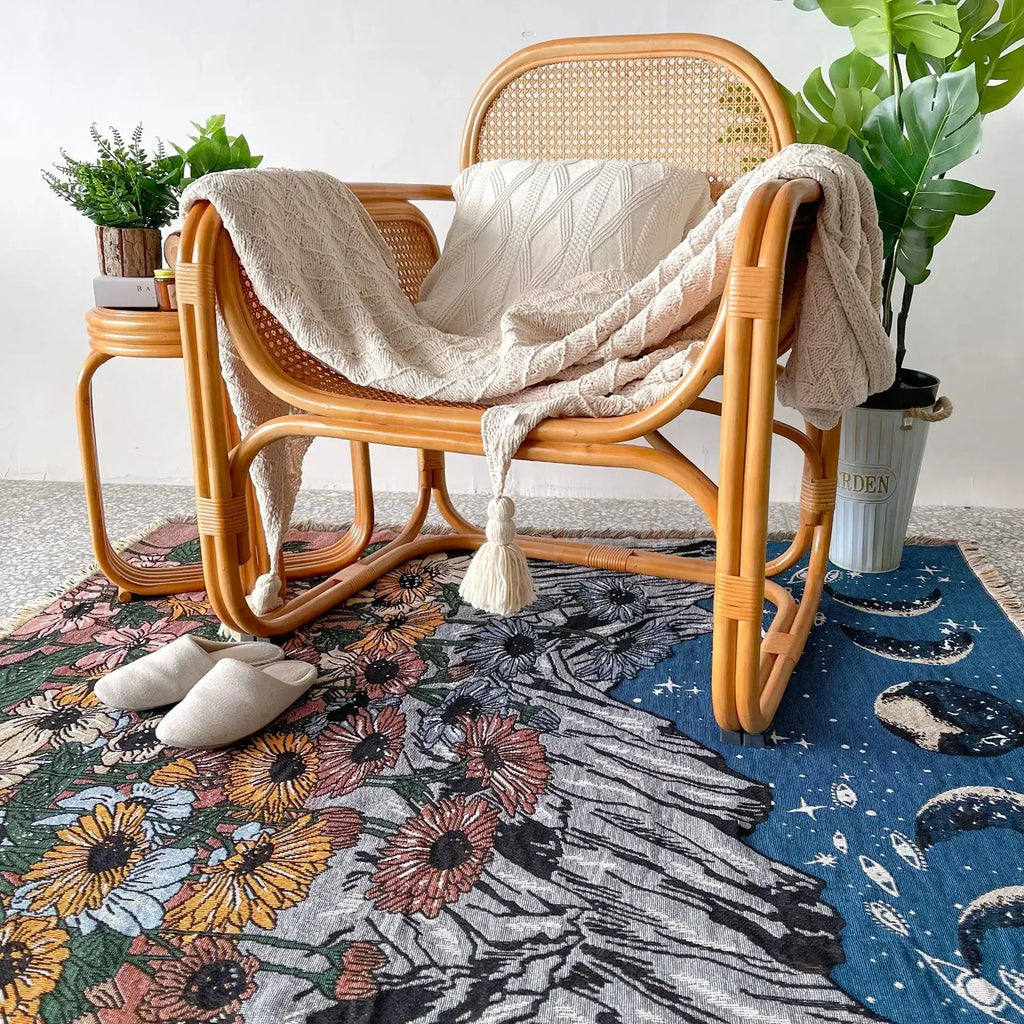 DecorBites™ Bohemian Throw Blanket - Geometric Abstract Tapestry Sofa Cover with Tassel - Living Room Decor Rug