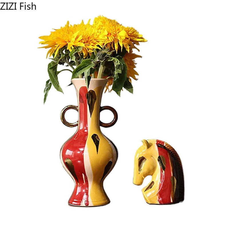 DecorBites™ Ceramic Vase Plant Pots: Creative Floral Arrangement Ornaments for Aesthetic Room Decor