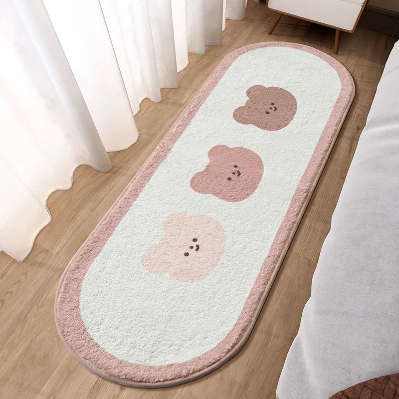 DecorBites™ Lovely Rabbit Pink Bedside Rug for Girls Children Bed Room