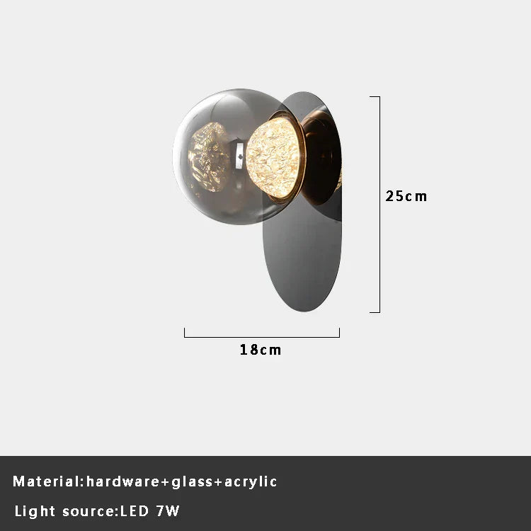 DecorBites™ Glass Ball Sconce Lamps Round Wall Decor Lights for Luxurious Room & Aisle