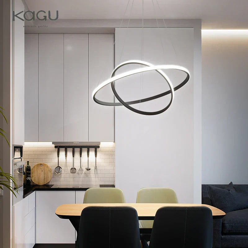 DecorBites™ Black Ring LED Pendant Chandelier for Living Room, Dining Room, Kitchen