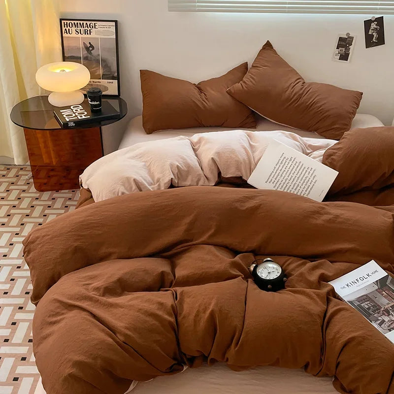 DecorBites™ Cotton Bedding Set: Soft Duvet Sheets, Pillowcases, Comforter Set - All Seasons Comfort