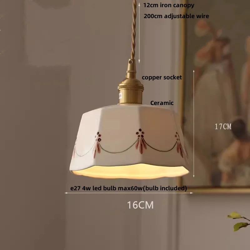 DecorBites™ Ceramic Copper Pendant Light Bar Coffee Kitchen E27 Knob Switch LED Fixture