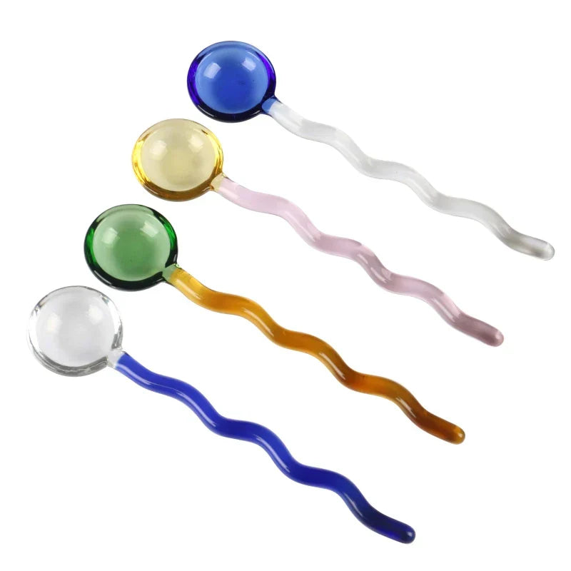 DecorBites™ Glass Spoon Coffee Stirring Rod for Home Cafe, Dessert Jam Scoop