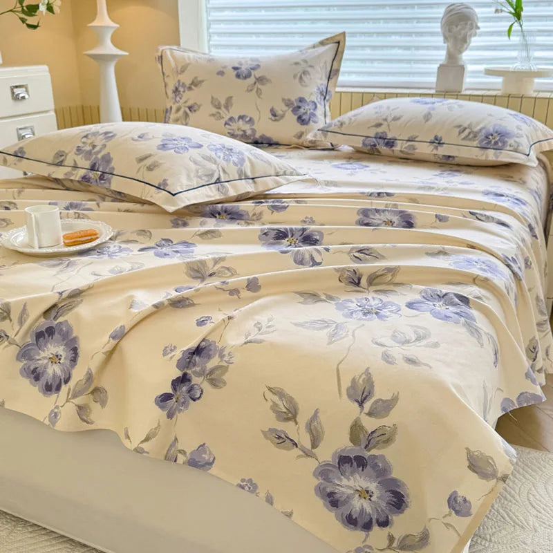 DecorBites™ Cooling Cotton Flower Print Bed Cover Matress Protector